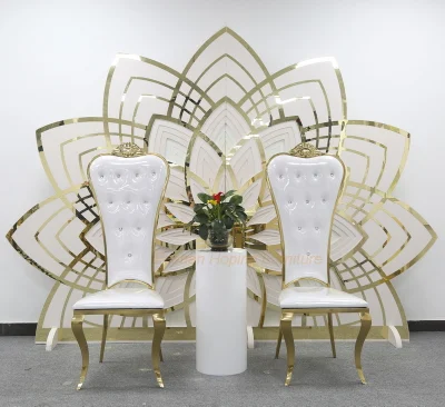 Gold King Throne High Back Wedding Background Decor Dining Chair