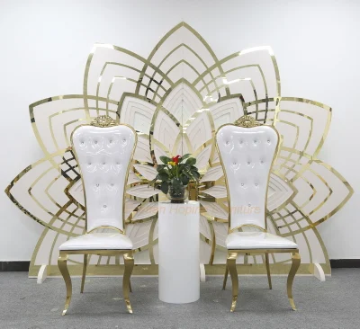  Gold King Throne High Back Wedding Background Decor Dining Chair