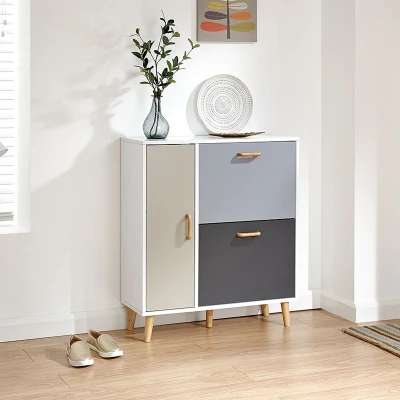 Nordic Simple Wooden Double Layer Shoe Cabinet 0473