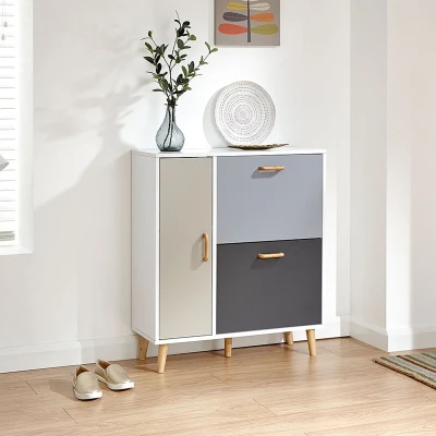  Nordic Simple Wooden Double Layer Shoe Cabinet 0473