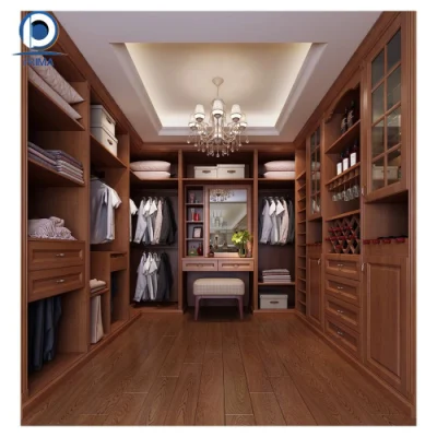  Prima Customized Luxurious Solid Wood Walk in Closet with Shoes Cabinet