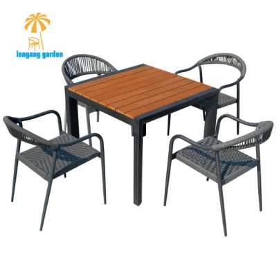  Hotel Restaurant Plywood Chair Set Outdoor Garden Patio Dining Room Furniture Set for 4