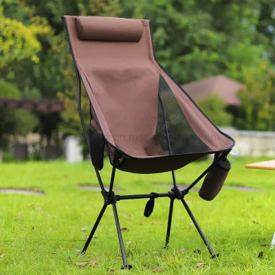 Aluminium Alloy Moon Chair for Back Portable Compact Beach Travel Folding Garden Chair with Headrest Outdoor Fishing Camping