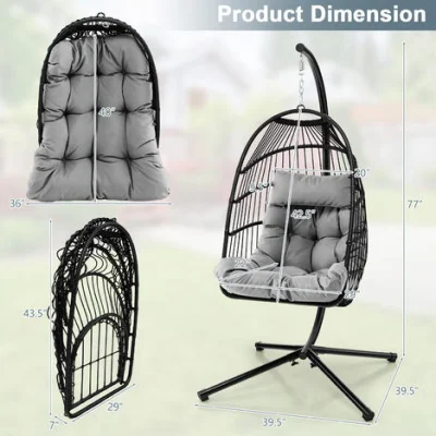  Kd Design Outdoor PE Rattan Leisure Patio Hanging Patio Swing Handmade Weaving Rattan Egg Single Folder Carton Packages Chair