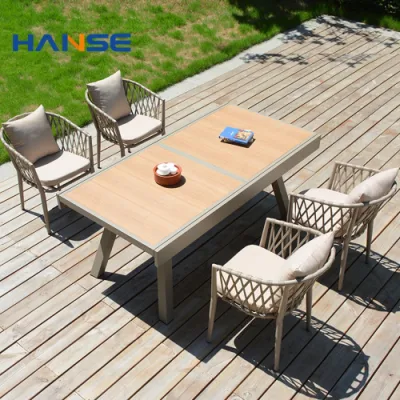  Outdoor Restaurant French Style Garden Furniture Wood Garden Furniture Dining Table Set Chairs