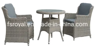 Outdoor Leisure Sofa Set Garden Furniture Set Patio Dining Set Aluminium Rattan 3 PCS Walnut Color