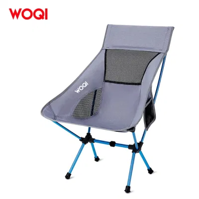 Outdoor Adjustable Lightweight Beach Fishing Camping Portable Canvs Aluminum Foldable Moon Chair with Shelf