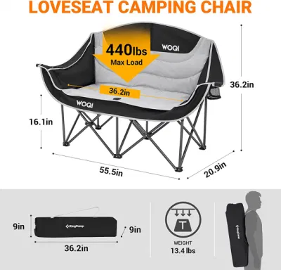 Hot Selling Multi-Color Outdoor Folding Camping Leather Chair Double Chair