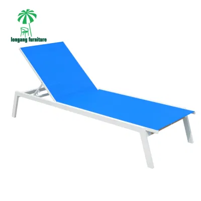  Summer Refreshing Outdoor Pool Edge Aluminum Woven Mesh Sun Lounge Chair