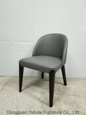  Classic Solid Wood Grey PU Dining Chair