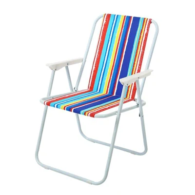 Custom Lightweight Wholesale Blue White Striped Canvas Beach Cheap Fishing Collapsible Outdoor Folding Chair