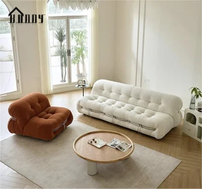  Leisure Single Sofa Chair Modern Club Small Boucle Fabric White Sofa Chairs for Living Room