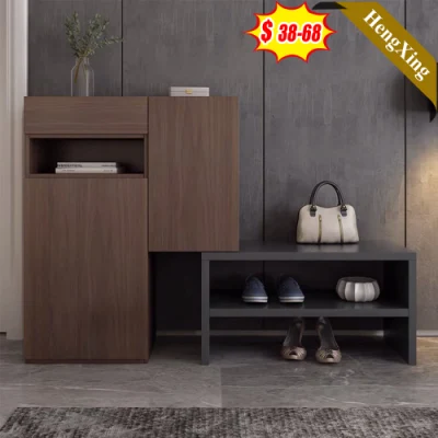 Modern Simple Living Room Dining Furniture Household Wooden Drawer Storage Cabinets Shoe Rack with Bench Stool Chair
