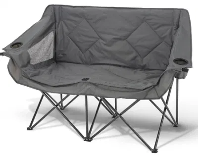 Portable Folding Double Duo Camping Chair Loveseat with 2 Cup & Wine Glass Holder