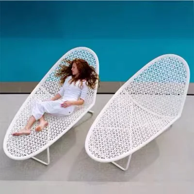  White Color Full Aluminum Patio Beach Outdoor Garden Furniture Chaise Sunbed Lounge