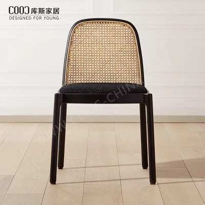  Beech Solid Wood Frame Rattan Back Restaurant Dining Chair Pierre Jeanneret Cane Chair