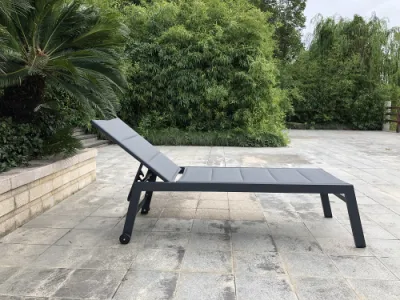 Folding Aluminum Garden Beach Sun Bed Lounger with 5-Way Adjustable Backrest