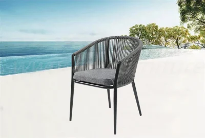  Patio Restaurant Black Woven Rope Side Chairs Outdoor Furniture Cafe Rope Chairs