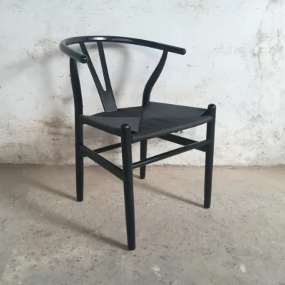 Black Hans Wegner Chair Y Wishbone Chair with Armrest