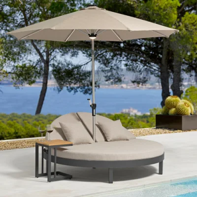 Modern Style Poolside Sunbed Double Outdoor Folding Reclining Sun Lounger Adult Beach Sun Chair Outdoor Chaise Lounger