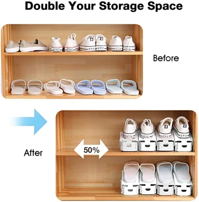  4-Step Adjustable Double Layer Stack - Space Saving Shoe Storage Rack Holder