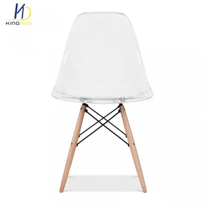  Sillas Comedor Modern Clear Plastic Transparent Wooden Legs Dining Chairs for Sale