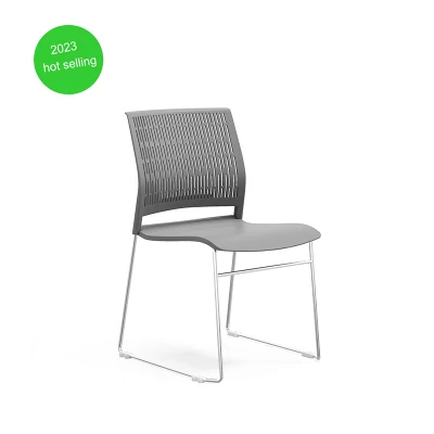  Modern Hotel Furniture Grey Plastic Stackable Metal Leg Dining Room Chair
