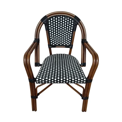 Outdoor Restaurant Furniture French Bistro Rattan Metal Dining Chair