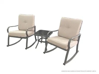 Outdoor Metal Furniture Rocking Chair Bistro Sets with Coffee Table