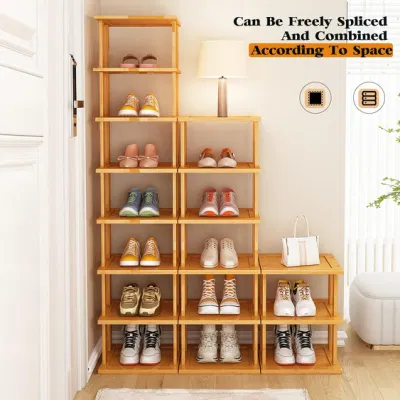  Bamboo Vertical Tall Narrow Closet Entryway Corner Garage and Bedroom Shoe Rack Space Saving Storage