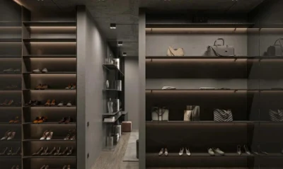  Luxury Style Walk-in Wardrobes Tinted Glass Closets with shoes Storage Cabinets