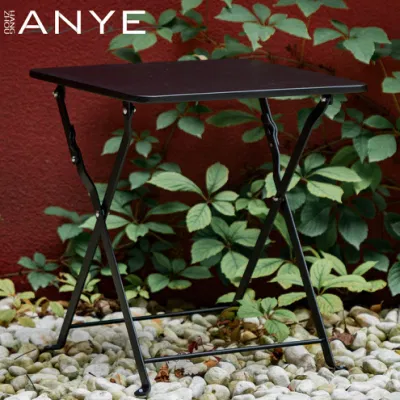Black Small Metal Furniture Maintenance Free Lightweight Portable Folding Garden Side Table
