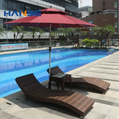 Italian Designer Outdoor Rattan Swimming Pool Chair Beach Double Sun Lounger with Canopy Sun Loungers