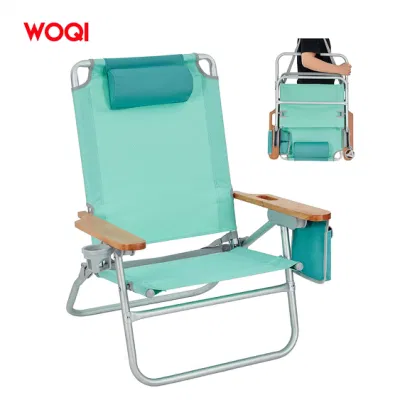 Hot Selling Blue Wooden Armrests, Lightweight Foldable Metal Adult and Child Folding Chairs