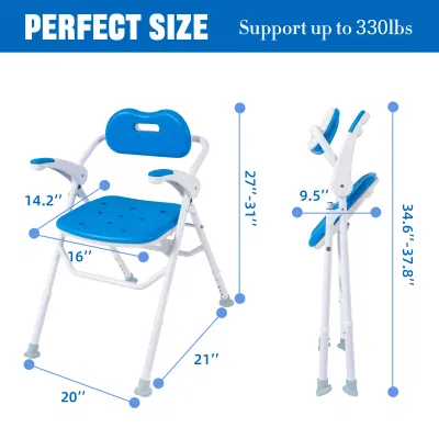  Heinsy Foldable Shower Bath Seat Chair with Heavy Duty Arms and Back for Senior Disabled Elderly.