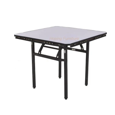  Collapsible Square Round Table with Fireproof PVC Board Top with Multifunctioin for Dining Hall, Restaurant and Meeting