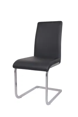 Modern Home Office Restaurant Hotel Furniture Dining Sets Black PU Leather Dining Chair with Metal Legs