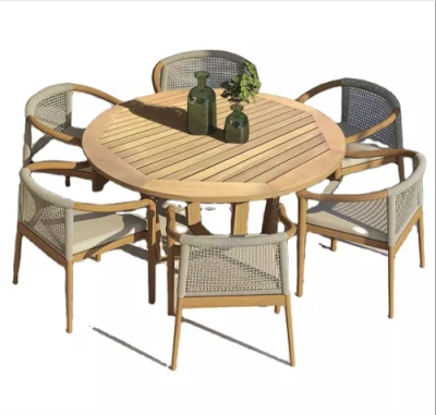Customized High Quality Nordic Style Teak Round Table Chair Garden Furniture Set