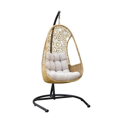 Single Hanging Basket Outdoor New Weaving Flower Shape Outdoor Garden Furniture PE Rattan Swing Chair