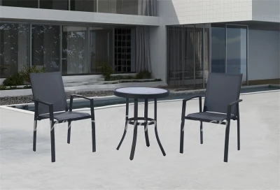 3PCS Outdoor Bistro Sets Textilener Casual Bistro Chairs with Side Table