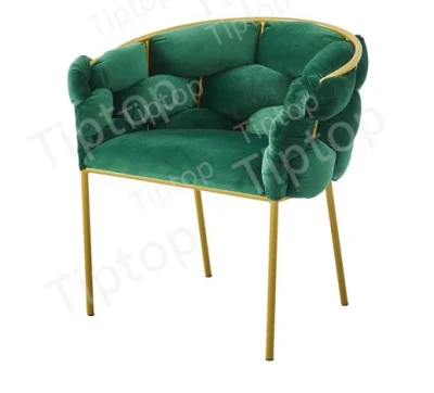 Factory Hot Sales Modern Design Style Metal Waved Velvet Dining Chair