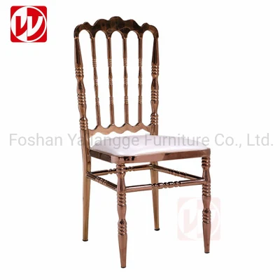  Golden Stainless Steel Wedding Chiavari Chair Banquet Tiffany Chair Luxury Royal Napoleon Chair