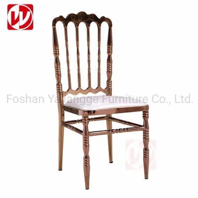 Golden Stainless Steel Wedding Chiavari Chair Banquet Tiffany Chair Luxury Royal Napoleon Chair