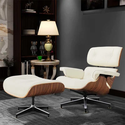 Modern Genuine Leather Cushion White Modern Leisure Chair Chaise Lounge