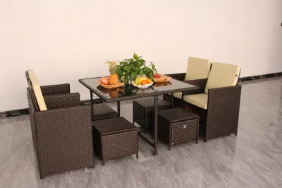  Stackable Tempered Glass Top Dining Table Set