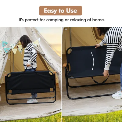  Portable Camping Folding Beach Chair Outdoor 2-Person Foldable Camping Bench Double Chair