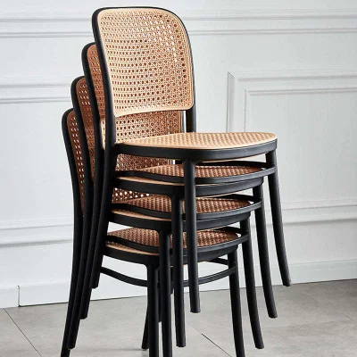 French Style Colors High Back Outdoor Restaurant Cafe Chair Plastic Rattan Seat Dining Room Chairs for Sale