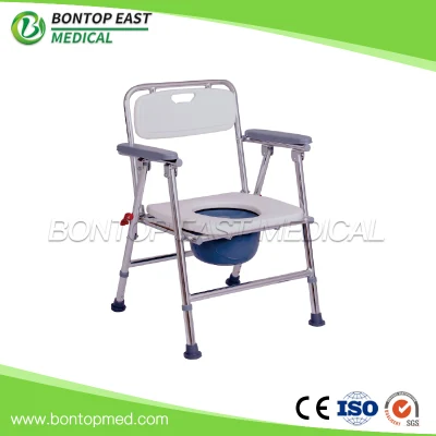  Manufacturer Wholesale Comfortable Foldable Mobile Steel Commode Potty Chair Toilet Sit Lavatory Chair for Patient Elderly/Disabled People