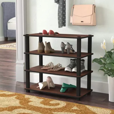 Modern High Quality 4 Tier Shoe Cabinet Shelf 12 Pair Stackable Shoe Rack for Home Furniture