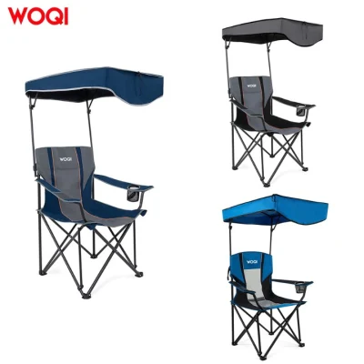  Hot Sale Outdoor Portable Lightweight Extra Large Fishing Beach Camping Folding Chairs with Sunshade and Armrest